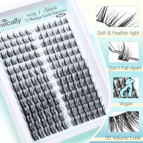 Wispy Lash Clusters Natural DIY Lash Extension Manga Spiky Cluster Eyelash Extension CD Curl Eyelash Clusters 10-16MM Individual Lashes Cat Eye Look by Newcally