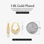 SayovatBek 14K Gold Plated 23–25mm Lightweight Mesh Hoop Earrings for Women, Cubic Zirconia, 925 Sterling Silver Post, Hypoallergenic