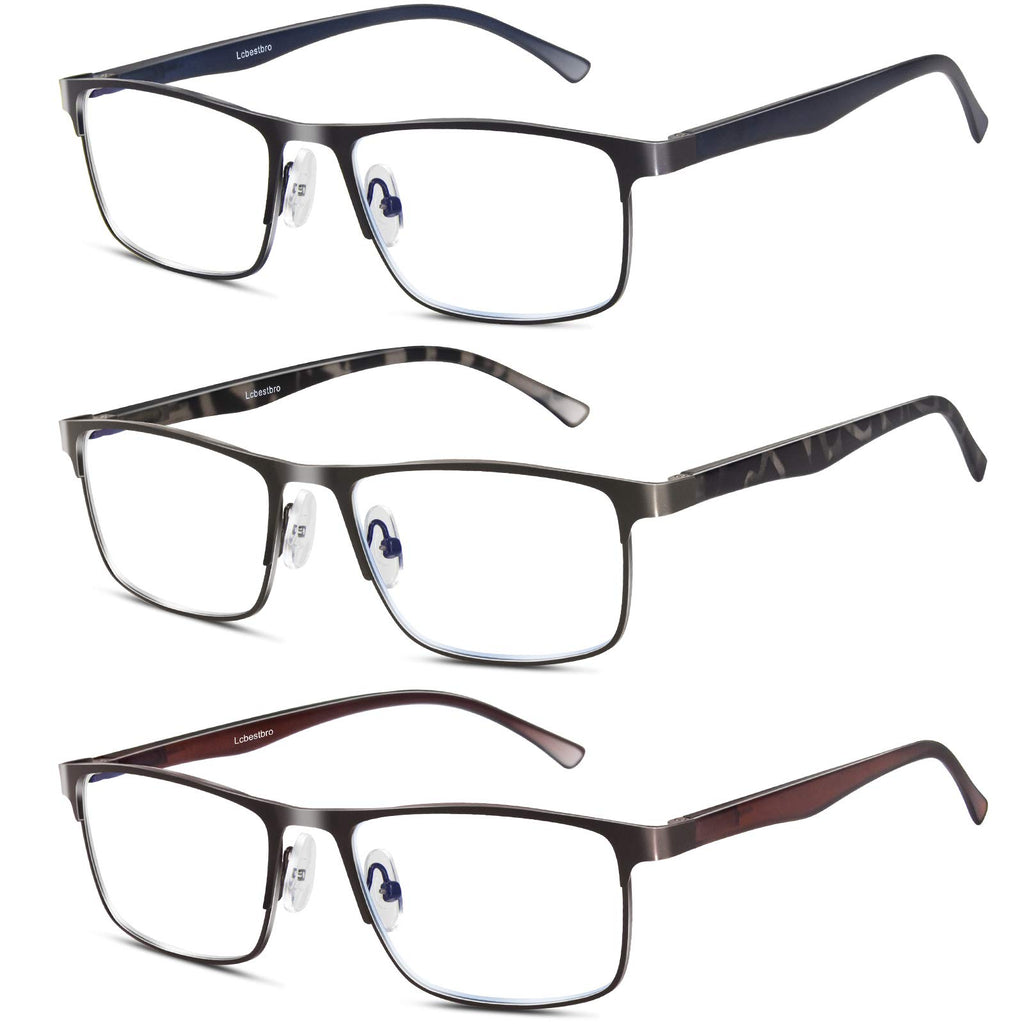 Lcbestbro 3 Pack Business Blue light Blocking Reading Glasses for Men, 0.5 Metal Readers