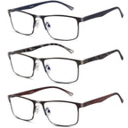 Lcbestbro 3 Pack Business Blue light Blocking Reading Glasses for Men, 0.5 Metal Readers