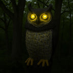 GIFTEXPRESS 1Pcs Solar Power Owl Decoy – 17" Motion Sensor Pest Repellent with Rotating Head, LED Eyes & Sound – Fake Horned Owl for Garden, Yard, Balcony, Farm, Patio, Roof, Lawn- Life Size
