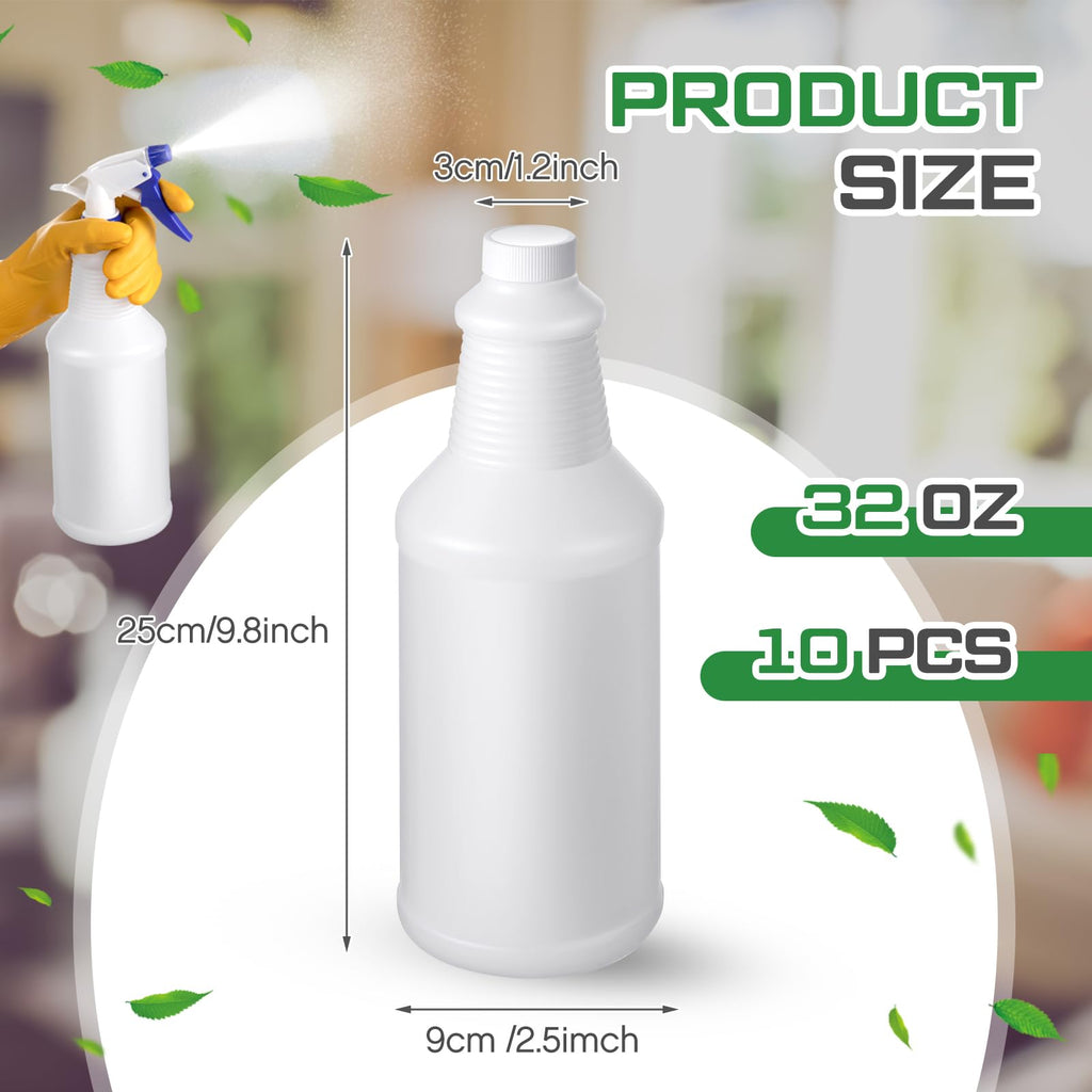 Honeydak 10 Pcs Chemical Resistant 32 oz Bottles, Hdpe Plastic