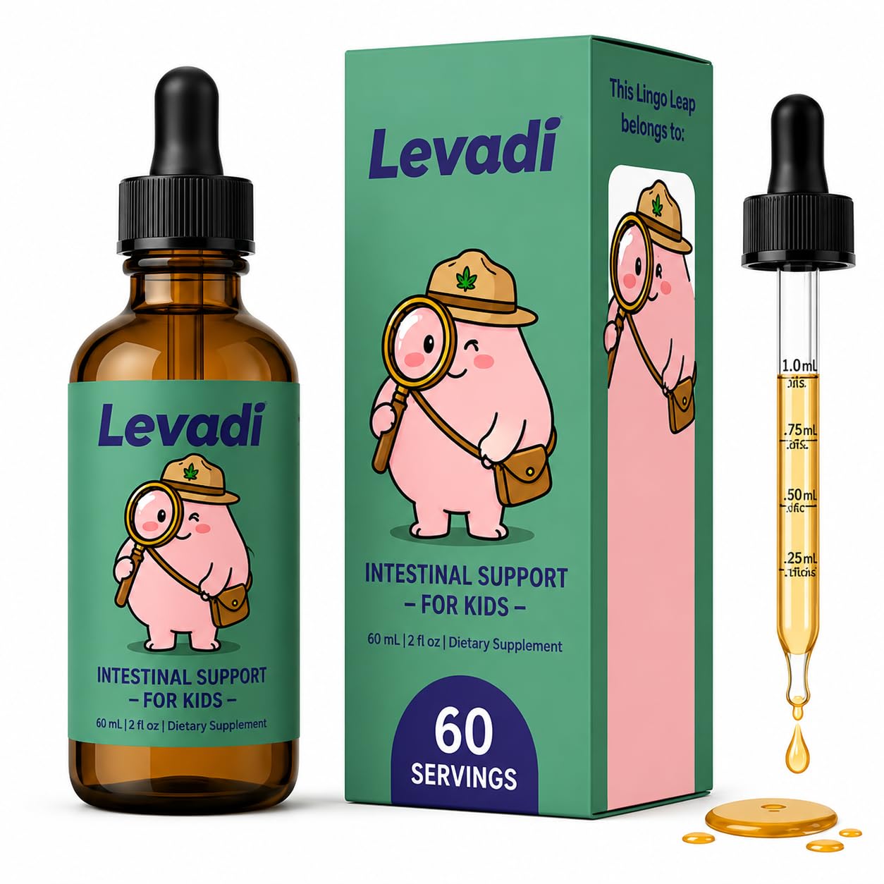LEVADI Parasite Cleanse for Children Support Formula – Black Walnut, Wormwood & Red Clover Complex – Gentle Liquid Drops Kids Digestive & Gut Wellness Support Supplement – Raspberry Flavor