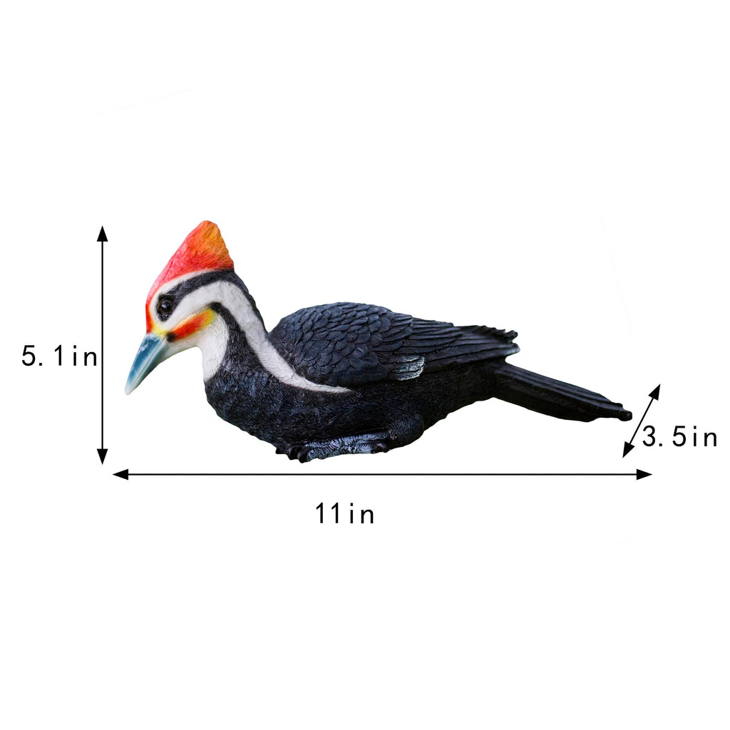 Simulated woodpecker sculpture outdoor resin bird statue, hanging tropical bird, Black-bellied Woodpecker sculpture perfect courtyard decoration, outdoor, courtyard, tree trunk,Large size: 11 inches