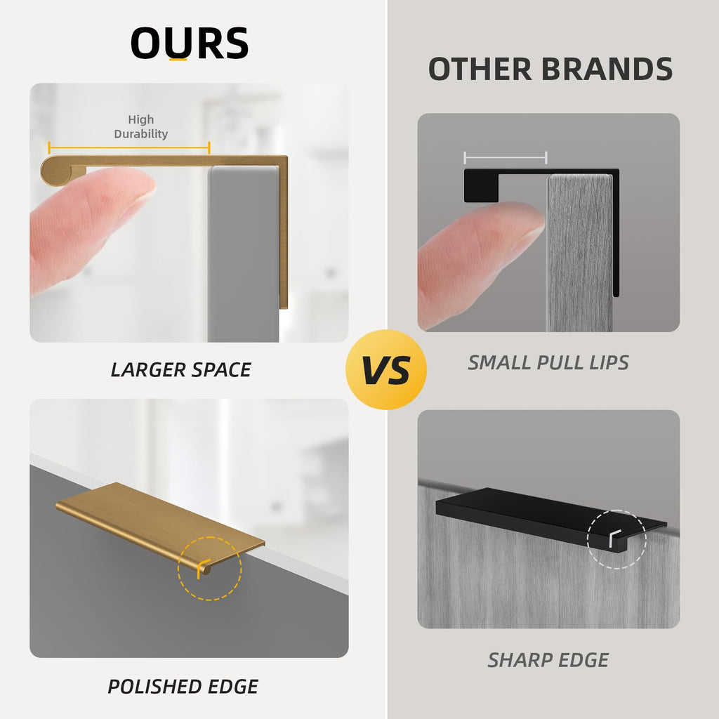 Goldenwarm 20 Pack Champagne Bronze Cabinet Pull Gold Finger Pulls, Brushed Bronze Edge Pulls for Cabinet Kitchen Cabinet Edge Pulls, 3in Cabinets Finger Pulls