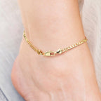 CISSIEPERAL Ankle Bracelets 14K Gold Ankle Bracelets for Women 3.6mm 9-11”