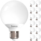 Sunco Globe Light Bulbs, G25 LED Vanity Bulbs for Bathroom, Round Ambient Decorative Bulb, 450 LM, 5000K Daylight, Dimmable, 6W, E26 Base, Frosted, CRI92, Damp Rated UL 2 Pack.