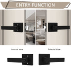 Probrico 3 Pack Black Door Levers Interior Bedroom Entrance Door knobs Door Lock Set One Keyway Entry Keyed Alike Same Key Entrance Lockset Each with 3 Same Keys