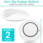 Vive Spill-Proof Scoop Plate, 9" (2 Pack) - Dish with Wall for Disabled, Handicapped, Elderly Adults with Special Needs from Parkinsons, Dementia, Stroke, Tremors with - Non Skid Padded Bottom