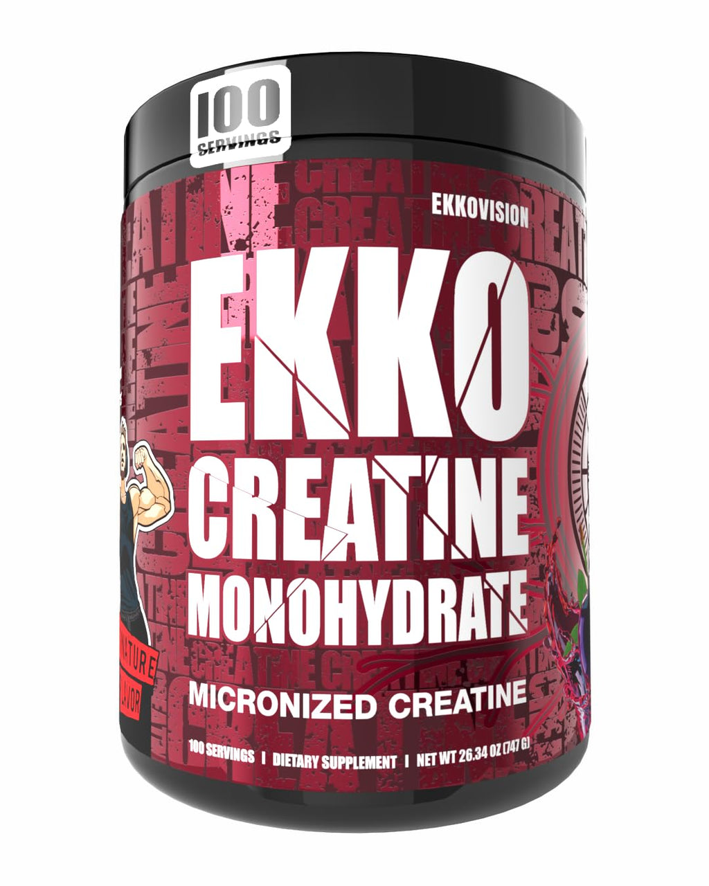 Ekkovision Creatine Monohydrate Powder, Micronized,Fruit Punch, Pre Workout & Post Workout Supplement for Men and Women, Energy Support, Easy to Mix in Shakes, Smoothies & Beverages, 100 Servings