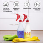 Uineko Empty Spray Bottles, Heavy Duty Sprayer, Mist & Stream, 4 Pack 24 Oz