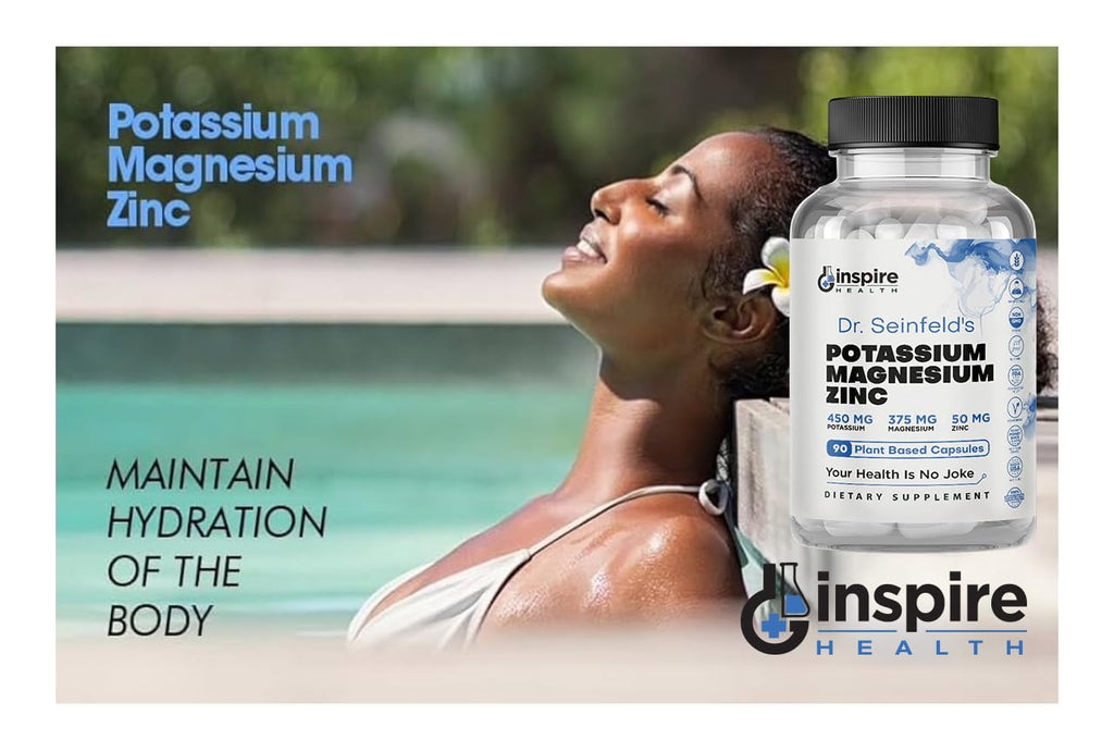 Magnesium Potassium Supplements w/Zinc - 90 Capsules - Magnesium Potassium Zinc for Vascular Health – High Absorption Vegan Supplement for Leg Cramps & Sleep Dr Seinfeld