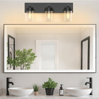 IZORRO Bathroom Vanity Light Fixture, 3-Light 22 Inch Matte Black Bathroom Light Fixtures Over Mirror, with Clear Glass Shade, Modern Farmhouse Vanity Lights, Rustic Restroom Lighting Fixtures