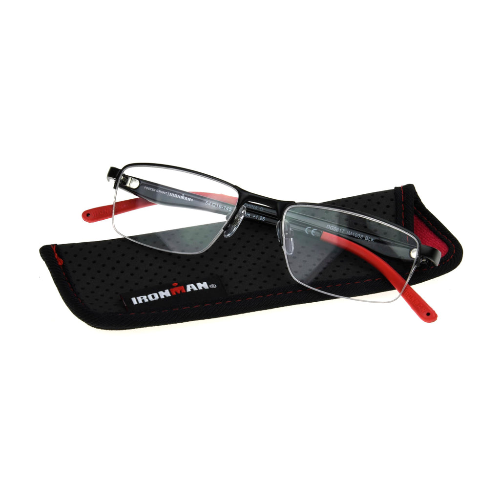 Foster Grant IRONMAN Men's Expedition Rectangular Reading Glasses, BLACK, 1.5x