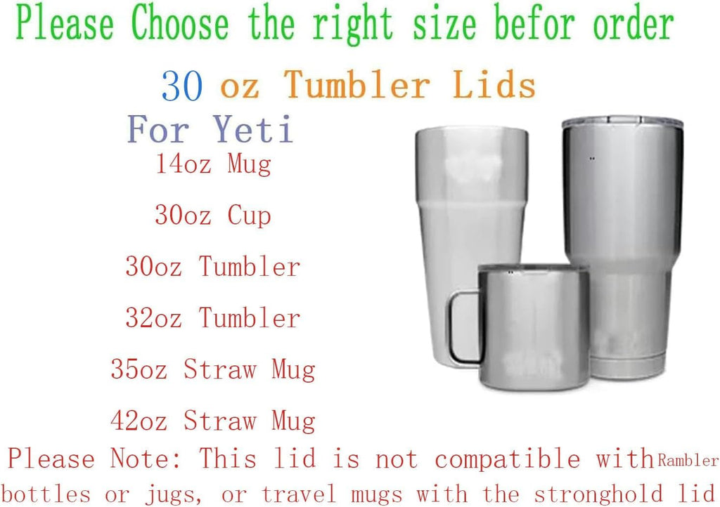 30 oz Tumbler Lids for Yeti, 2 Pcs Replacement Magnetic Spill-Resistant Lids for Yeti 30 oz, 32 oz Tumbler, 14 oz Mug and 35oz Straw Mug with Magnetic Slider Switch, BPA Free