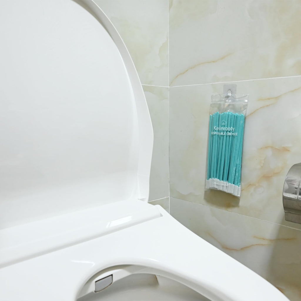 Kevinrooty 100PCS Disposable Crevice Cleaning Brush Tool kit, Disposable Toilet Brush, Disposable Toilet seat Cleaner Tool (Blue)