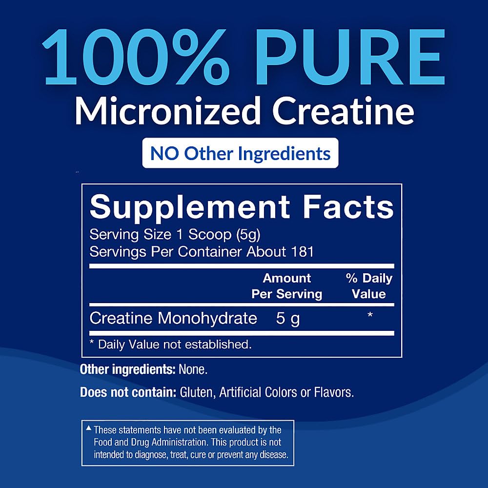 BodyTech Creatine Monohydrate Powder, Unflavored Micronized Creatine Formula for Men and Women, 5g per Serving, Pre Workout & Post Workout Supplement, Gluten Free, Sugar Free, 31.9 Oz, 181 Servings