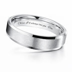 Personalized Men’s Silver Ring – Custom Engraved Wedding Band with Beveled Edge – Free Engraving in Any Language - Ships from USA