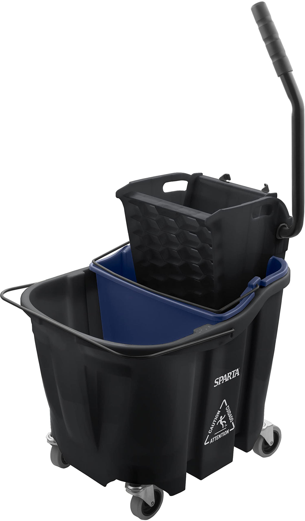SPARTA 35 Qt Mop Bucket System with Wringer and Insert, Black