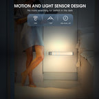 Under Cabinet Lights, 63 LED Rechargeable Motion Sensor Lights Indoor, 2 Pack Dimmable Magnetic Closet Lights, Wireless Under Counter Lights for