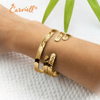 Carviell Gold Friendship Bracelet – “A True Friend Is the Greatest of All Blessings” Engraved Cuff, Best Friend Jewelry Gift for Women & Teens, BFF Bracelet, Stainless Steel Inspirational Bangle