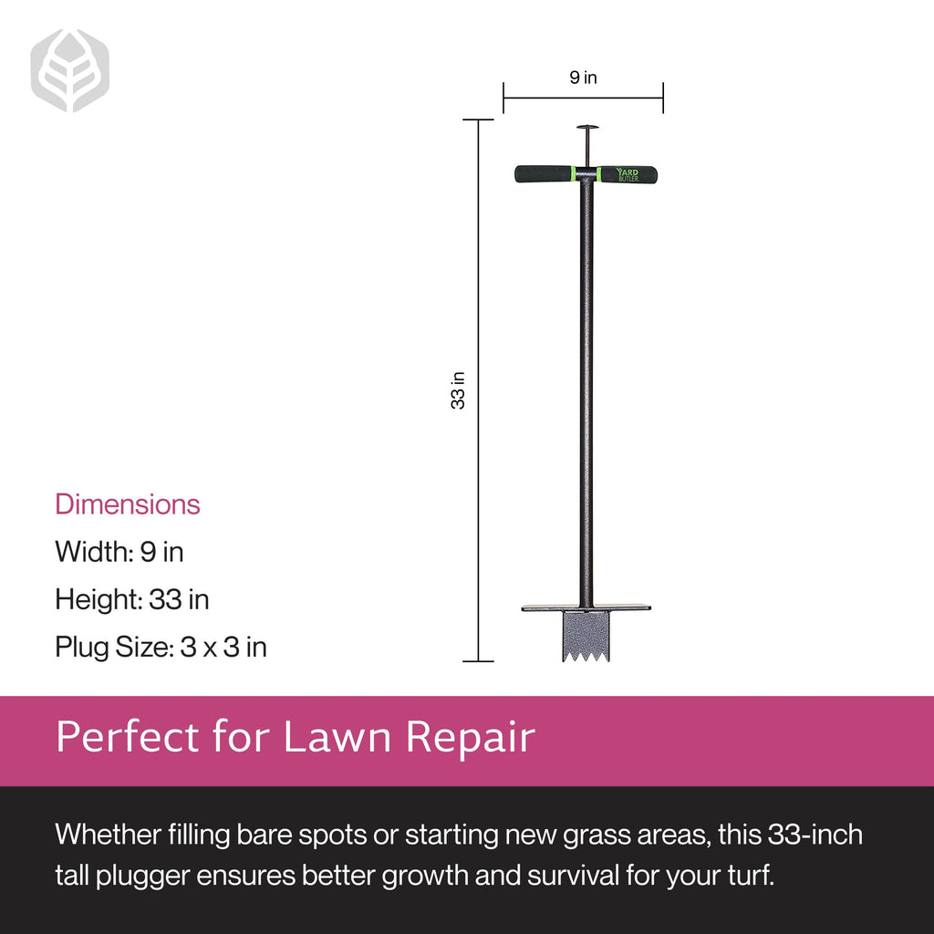 Yard Butler Sod Plugger, No-Bend Lawn Repair for Grass Plugs