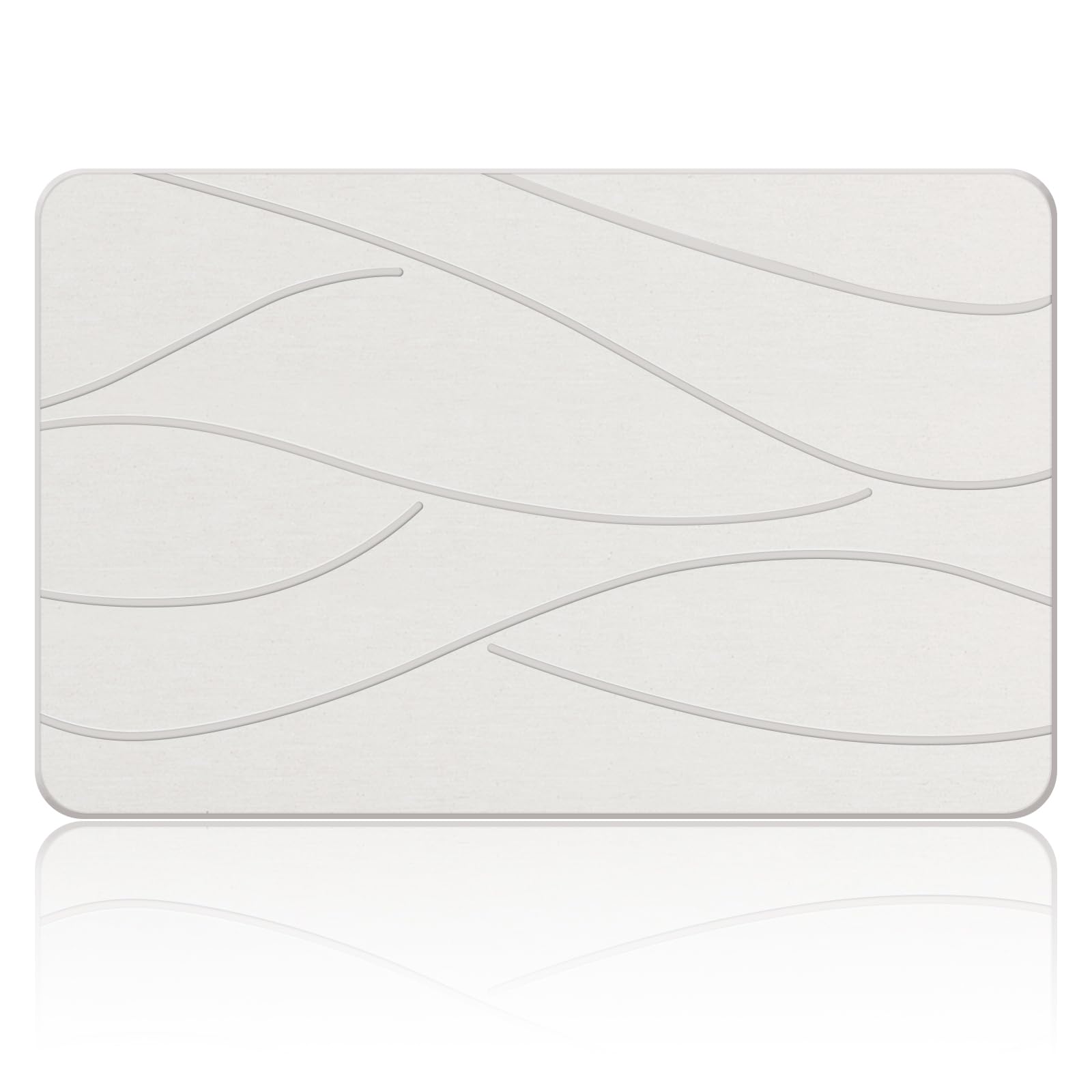 Veeloim Stone Bath Mat Diatomaceous Earth Shower Mat Non-Slip Super Absorbent Diatomite Stone Bath Mats for Bathroom Floor Quick Drying Natural Easy to Clean(23.6''×15.4" White)