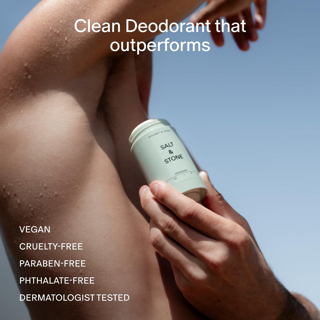 Salt & Stone Aluminum-Free Deodorant, Women & Men Bergamot & Hinoki 2.6 oz
