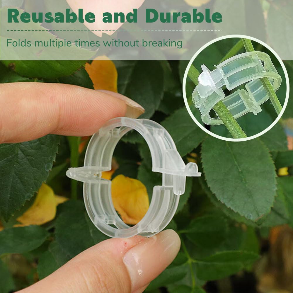 100Pcs 2025 Upgraded Plant Clip Secured Plastic Plant Clip for Climbing Plants, Plant Support Clips Tomato Clip for Climbing Plants Clips for Tomato Grape Vine Vegetables Plant Clips (100, Green)