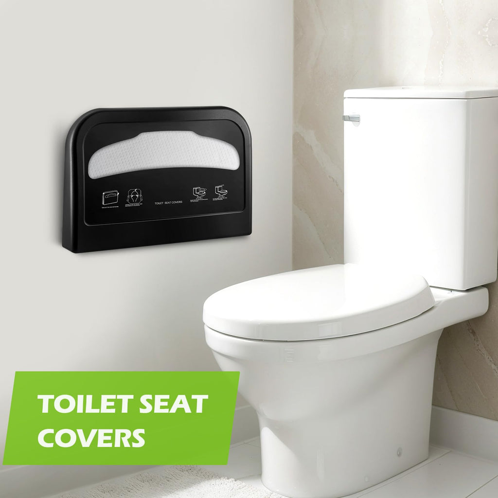 Hushee 2 Pcs Toilet Seat Cover Dispenser Wall Mount, Half-Fold, Black