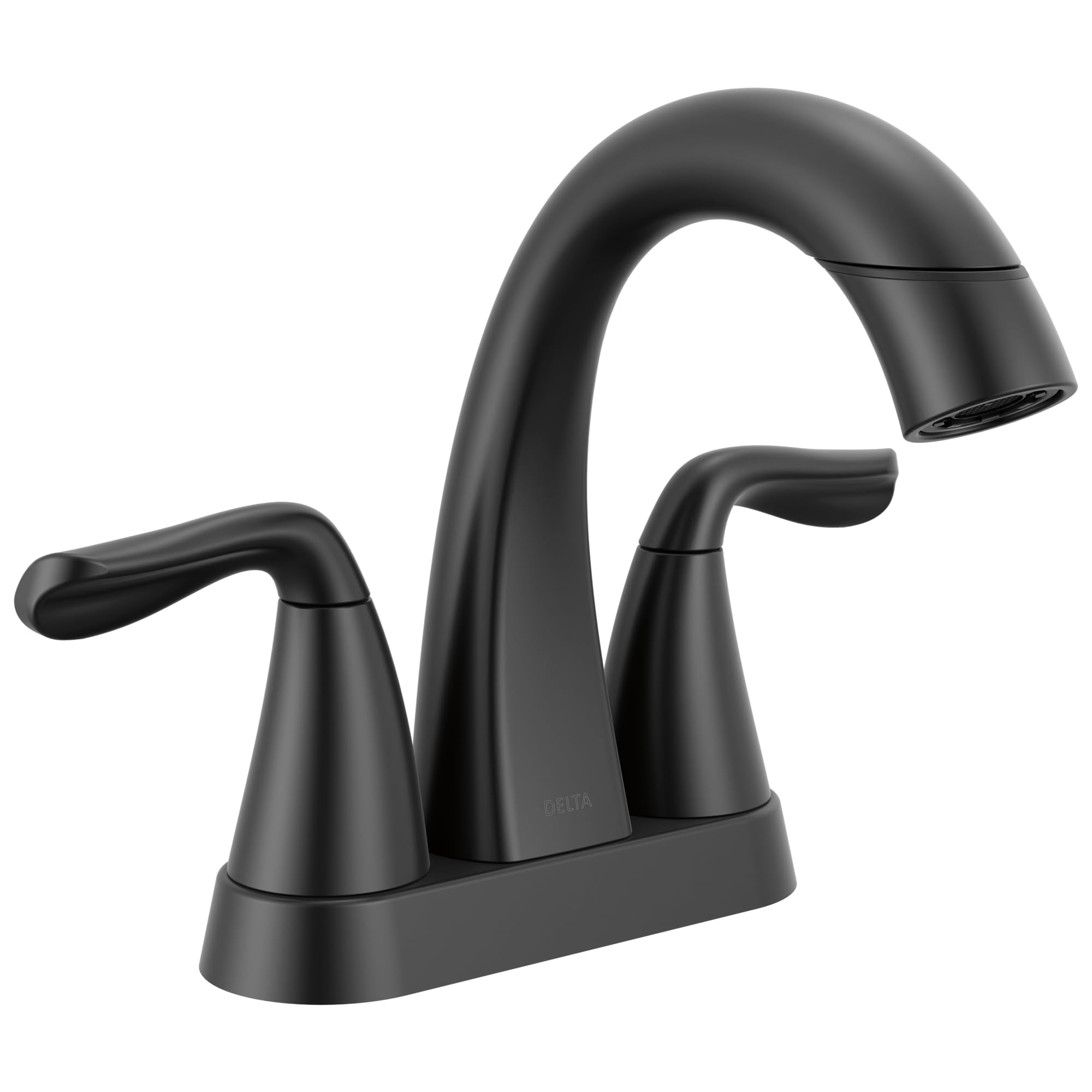 Delta Arvo Pull-Down Centerset Bathroom Faucet, Matte Black Bathroom Sink Faucet, Bathroom Faucet with Pull Out Sprayer, 3-Hole Bathroom Faucet, Matte Black 25840LF-BLPD