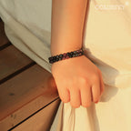 Triple Protection Bracelet for Women, Genuine Healing Crystal Bracelet Amethyst Black Obsidian Hematite 6mm, Pyramid Energy Crystal Beads Bracelets Stone Bracelets for Mom Wife for Protection Balance