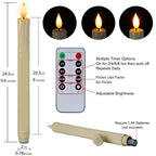 Homemory 24 Pcs Flameless Taper Candles with Remote, Timer, Plastic Battery Operated CandleSticks, Ivory Led Window Candles with Flickering Light, 9.6 Inches for Christmas Home Wedding Decor