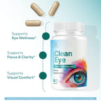 Clean Eye Capsules - Official CleanEye Pills Advanced Premium Formula Support Maximum Strength, All Natural Ingredients Vitamins for Overall Health & Wellness, 60 Capsules for 1 Month
