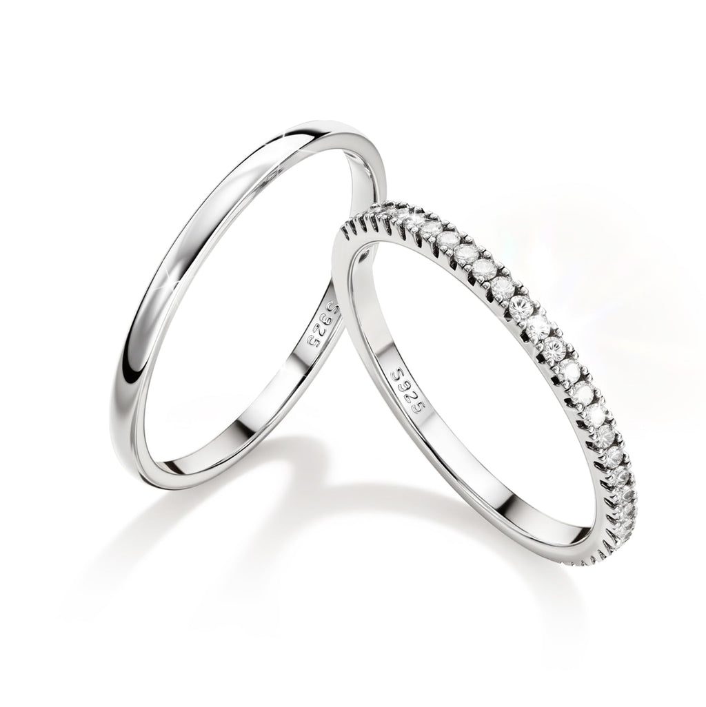 MILACOLATO 2Pcs S925 Sterling Silver Rings for Women Non Tarnish S7