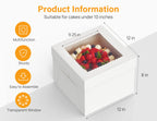 Kootek 15pcs Cake Boxes, 12x12x8 Inches Tall Cake Box with Window, White Bakery Boxes, Large Baking Boxes, Square Cardboard Cake Box for Multi-Layer Cakes, Cake Decorating Supplies for Gift Giving