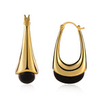 FOJDPAS 14k Gold Plated Amber Resin Hoop Earrings for Women Trendy, Hypoallergenic Chunky Gold Earrings Jewelry Gifts for Sensitive Earlobes (Gold-Ink color, Drop-Shaped)