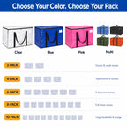 ClearSpace Heavy Duty Moving Bags - Water Resistant Storage Bags with Backpack Straps, Zippers and Handles - Large Moving Boxes for College Dorm, Travel, Closet Organization - 6 Pack, Clear