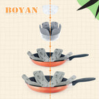 BOYAN Pot and Pan Protectors, Larger & Thicker Felt Pot Protectors for Stacking, Set of 12 & 3 Different Sizes, Cookware Accessories, Pan Separators for Stacking Skillet Ceramic Glassware