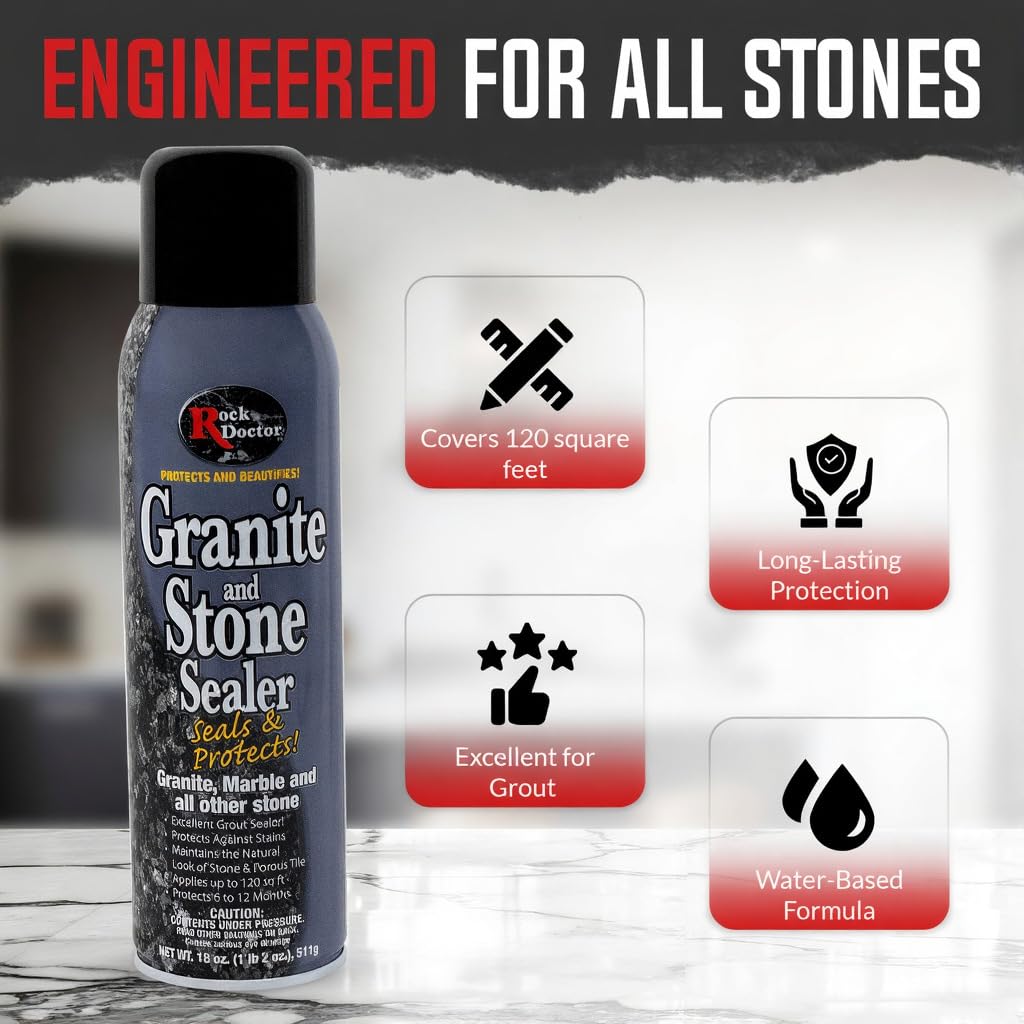 Rock Doctor Granite & Quartz Care Kit, 3 Piece Maintenance Stone Care Combo Kit – Cleans & Renews Marbel, Travertine, Tile and All Other Stone, Fresh, Pack of 3, 54.0 Ounce