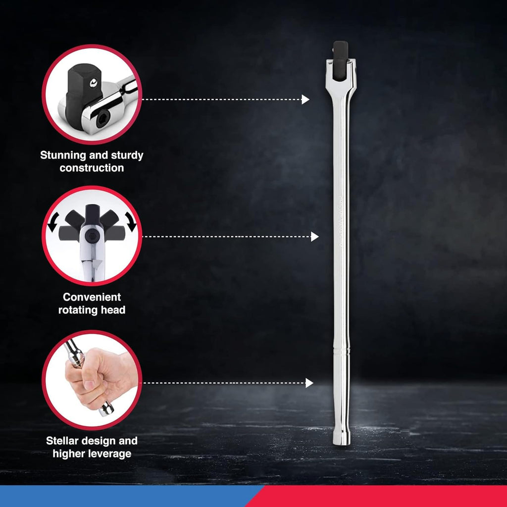 Neiko 00211A 1/2-Inch-Drive Extension Breaker Bar, 18 Inches Long, Made with CrV Steel