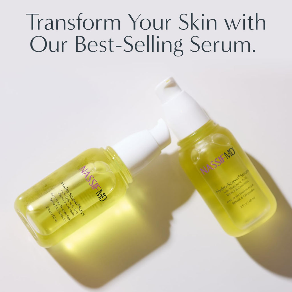 NassifMD Hydro-Screen Hydration Serum | Surgeon-Created Hyaluronic Acid, Ceramides & Retinol Formula for Plumping, Firming & Reducing Fine Lines