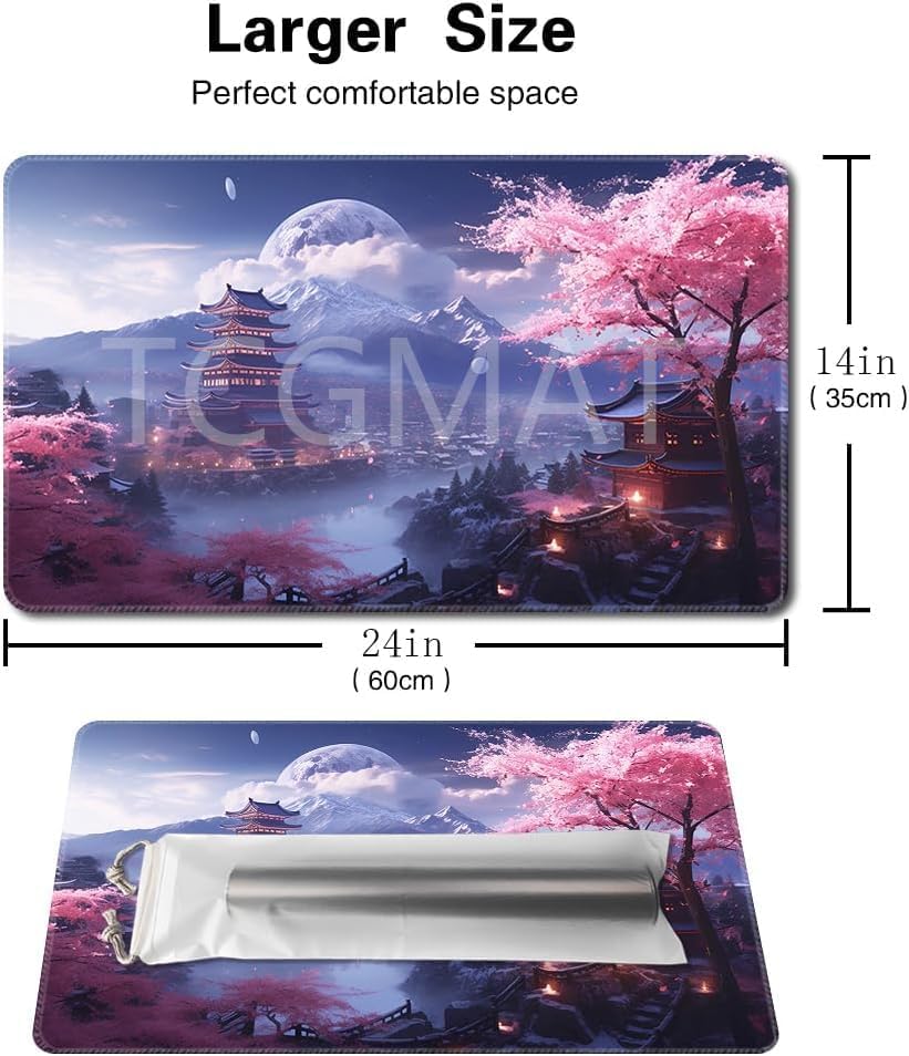 MTG Playmat - Non-Slip Backing Printing, Ideal for Card Game Enthusiasts TCG Playmat (Cherry Blossom rain-No Deck)