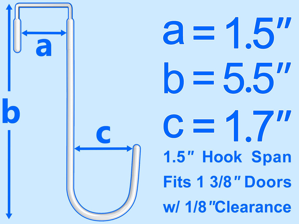 Mars-Rock Single Over Door Steel Hooks 4 Pack Fit 1-3/8" Door 5.5" White