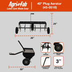 Agri-Fab 40 In Tow Behind Lawn Plug Aerator with 24 Galvanized Coring Knives and Universal Hitch