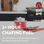 GasOne 2+ Hour Chafing Fuel - Food Warmer for Chafing Dish Buffet Set - Liquid Safe Fuel with Wick & Lid Opener for Chafing Dish (Pack of 24)