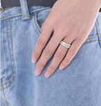 TIGRADE 3mm Women Titanium Engagement Ring Cubic Zirconia Eternity Wedding Band Size 3-13.5, Silver, Size 7.5