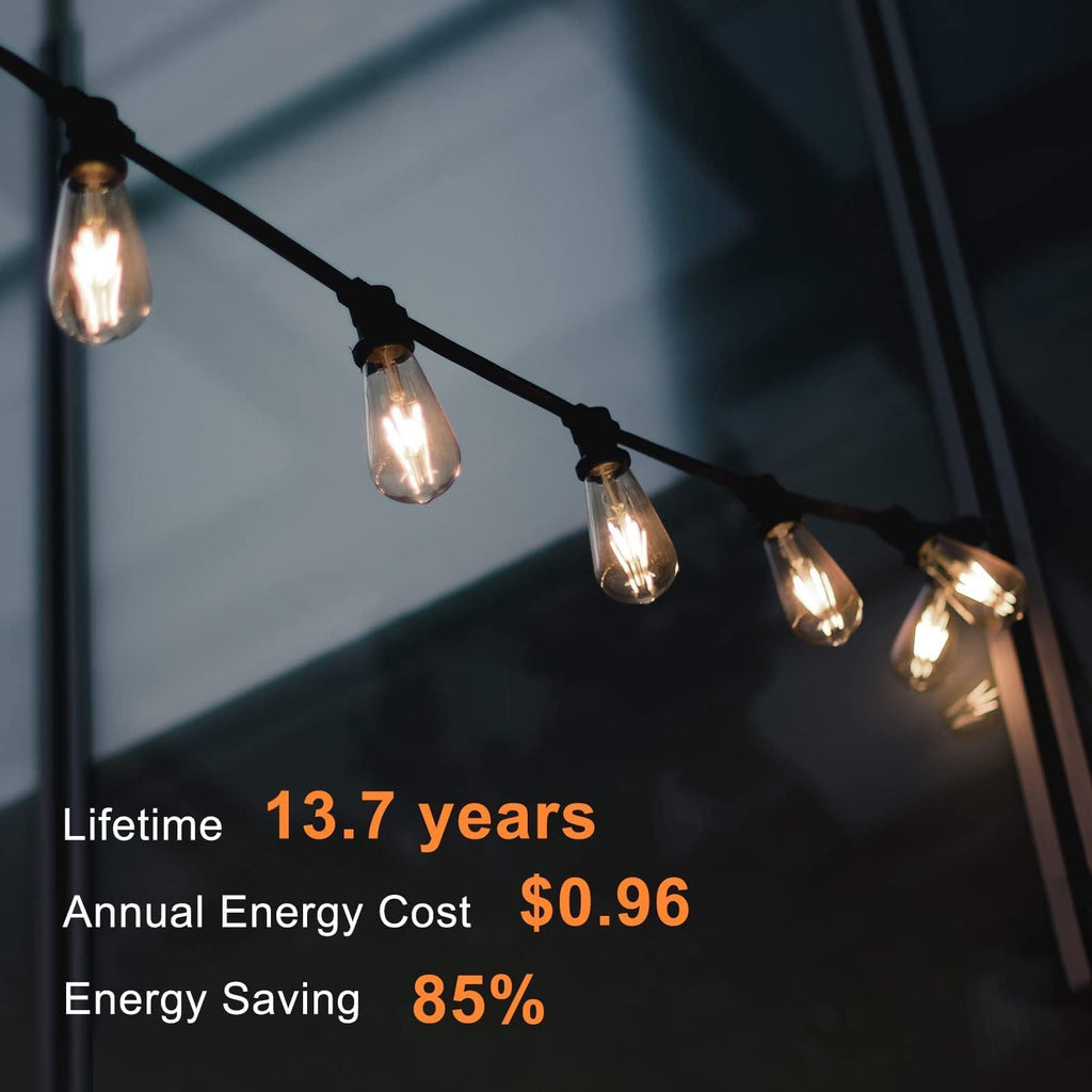 TJOY 36 Pack Edison LED Light Bulbs, E26 Base, 8W 2700K, Dimmable