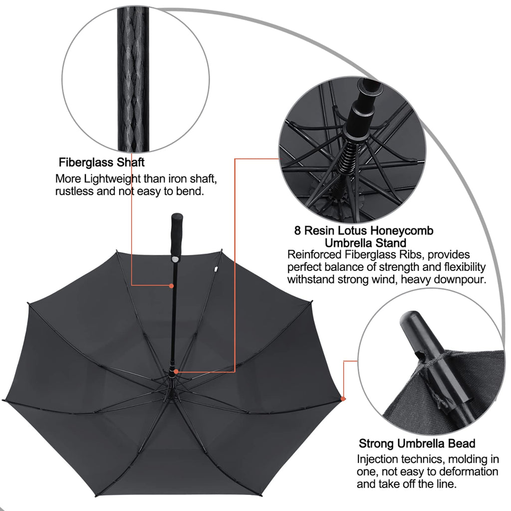 G4Free 47/54/62/68/72 Inch Golf Umbrella Windproof Auto Open Large Umbrella