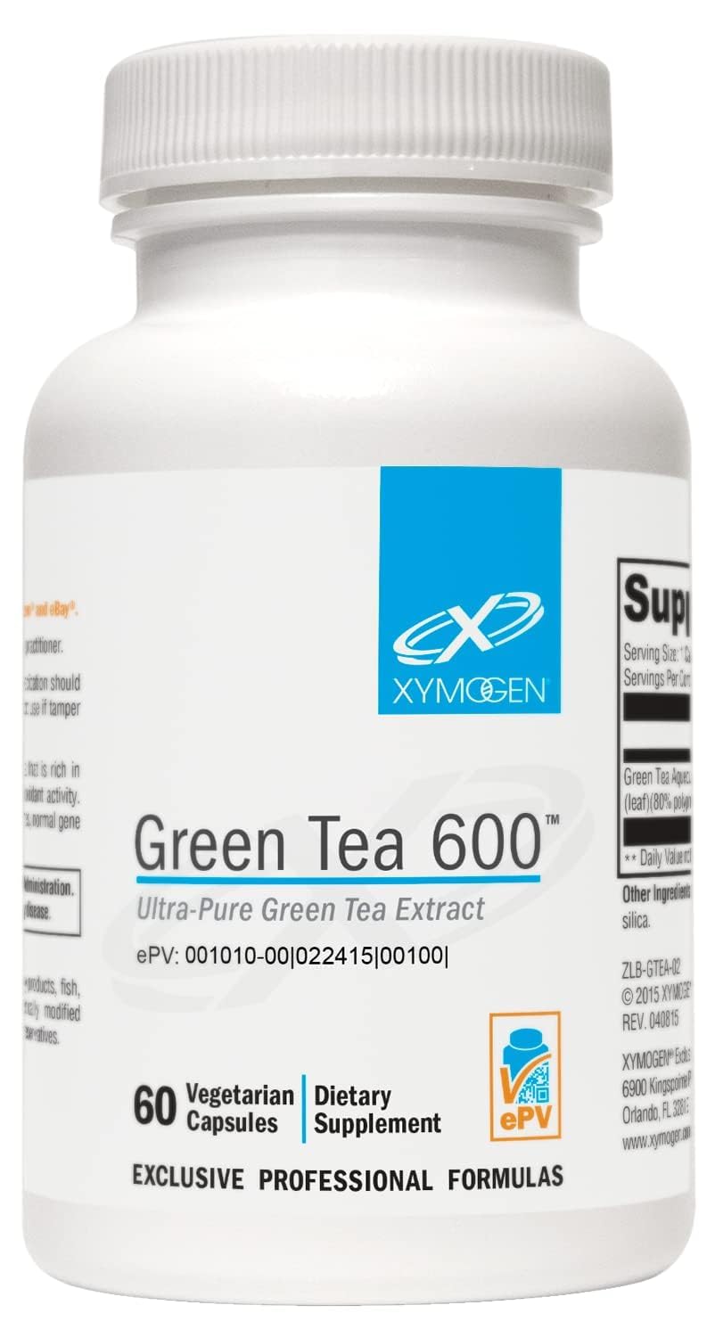 XYMOGEN Green Tea 600 - Antioxidant & Immune Support - 600 mg Green Tea Aqueous Extract - Vegetarian, Gluten-Free & Non-GMO - 60 Capsules